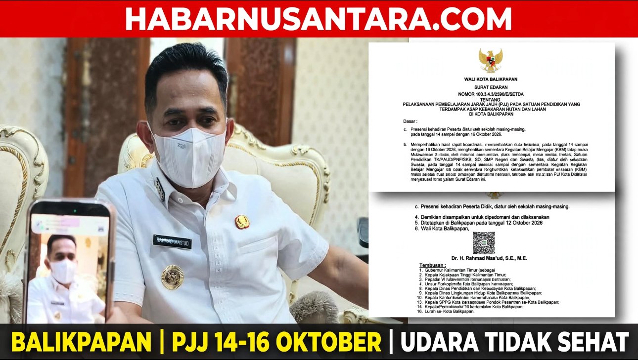 Surat edaran walikota Balikpapan Daring 3 Hari Karena Asap