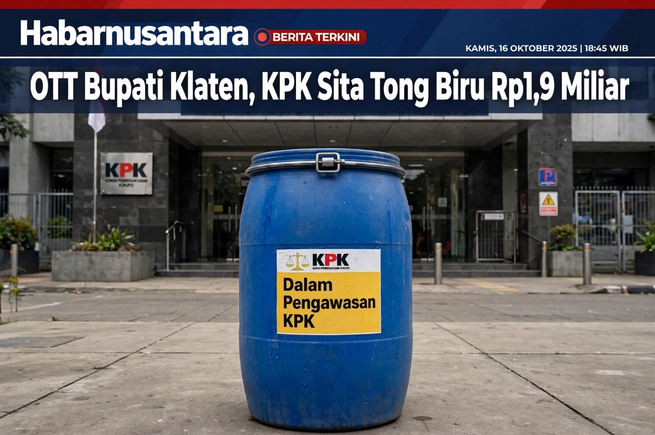 Ilustrasi OTT Bupati Klaten, KPK Sita Tong Biru Berisi Rp1,9 Miliar