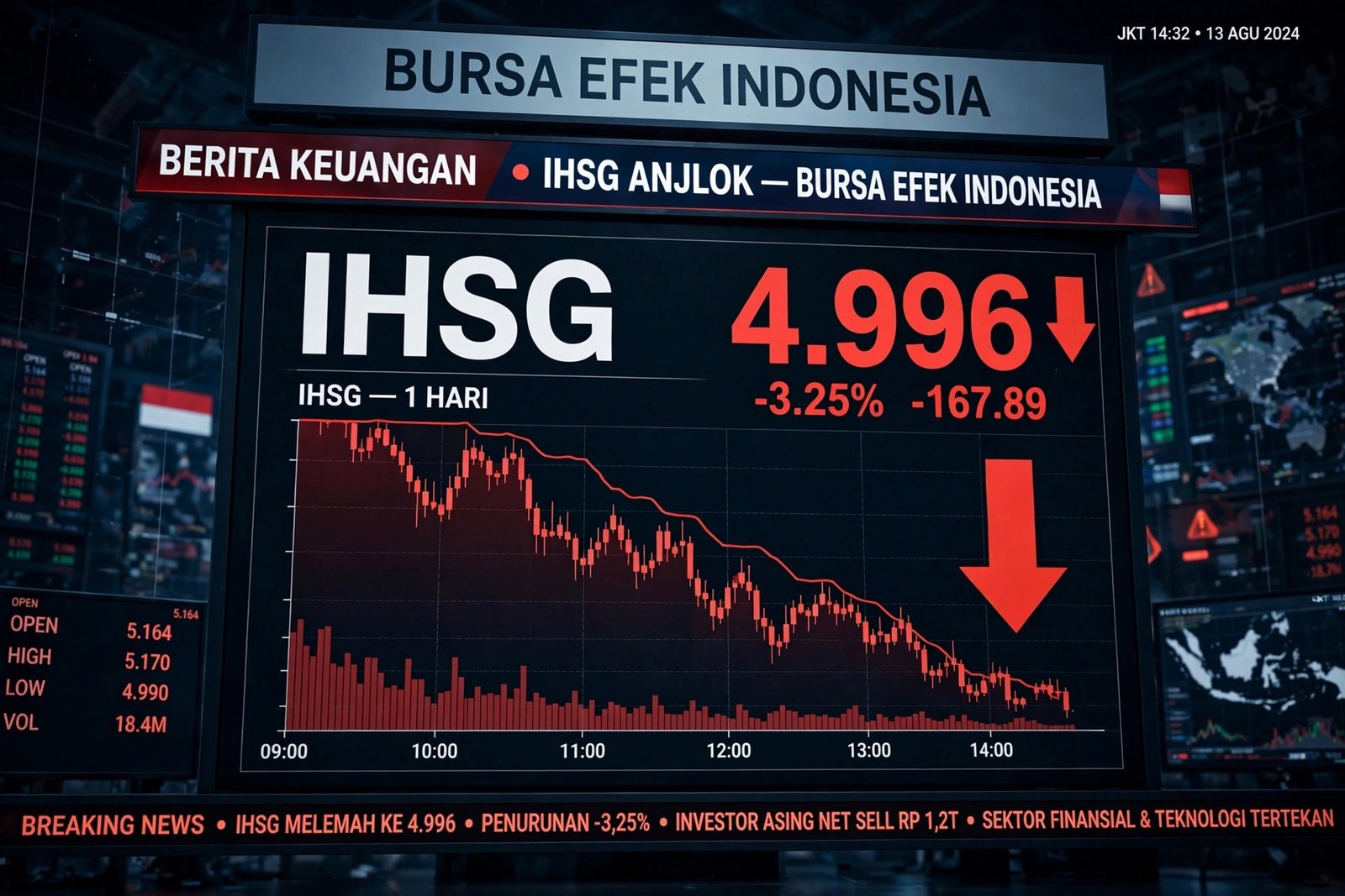 Ilustrasi IHSG Anjlok ke 4996 Hari Ini, 4 Saham ARA